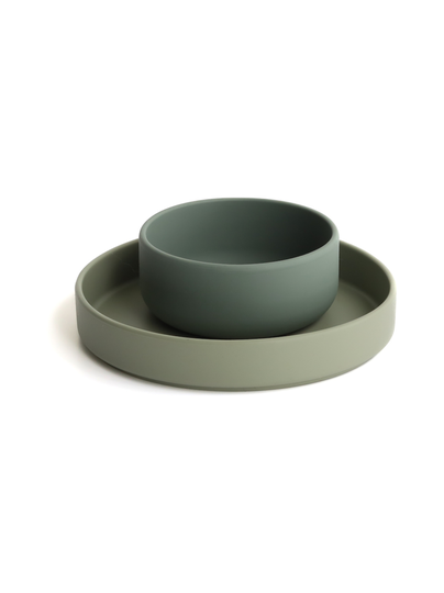 Lasten lautanen & kulho – sage/teal