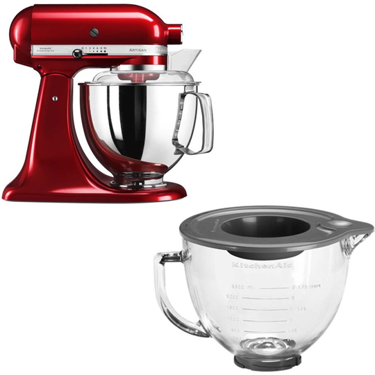 KitchenAid Artisan 175 -yleiskone, metallinpunainen + lasikulho
