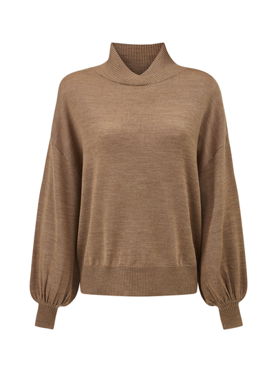 Callie merino wool/silk blend mock neck sweater