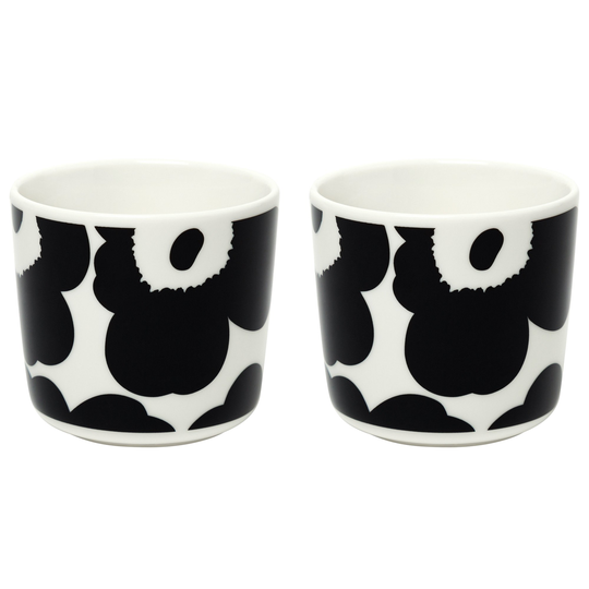 Marimekko Unikko-kahvikuppi, 2 dl, 2 kpl, valkoinen/musta