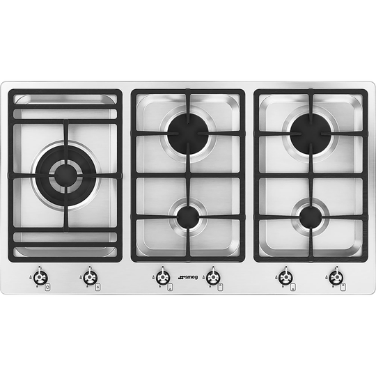 Smeg 90 cm Classic Kaasukeittotaso Ruostumatonta terästä