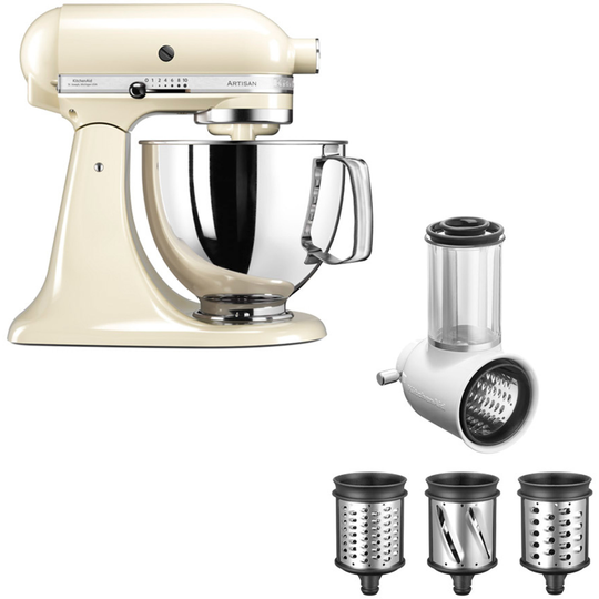 KitchenAid Artisan KSM125 -yleiskone + 5KSMVSA-raastinrauta, kermanvärinen