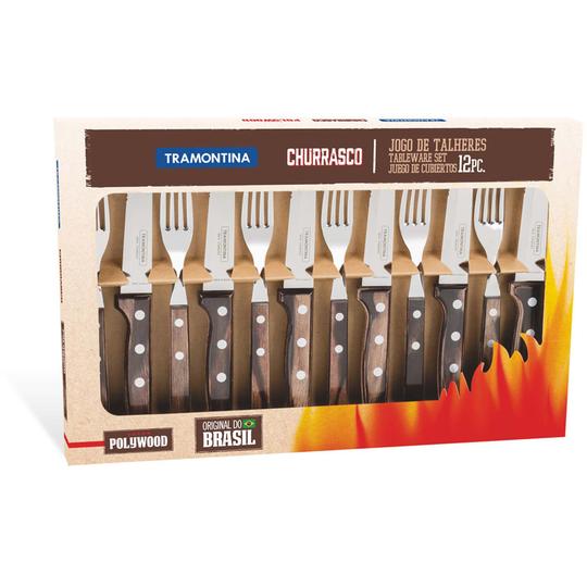 Tramontina Churrasco-grilliaterimet, tummaa puuta, 12 osaa