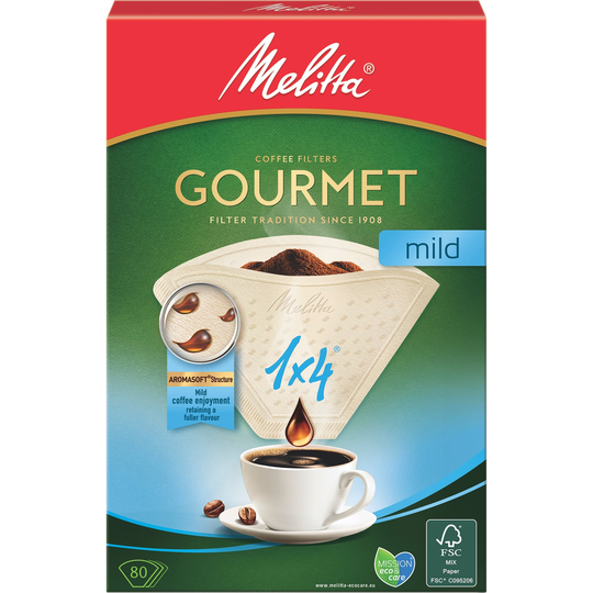 Melitta 1x4/80 Gourmet Mild -kahvinsuodattimet