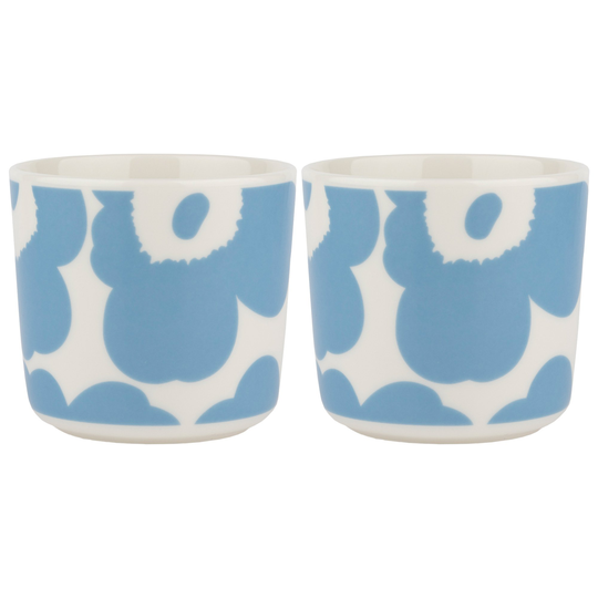 Marimekko Unikko-muki, 2 dl, 2 kpl, valkoinen/sininen