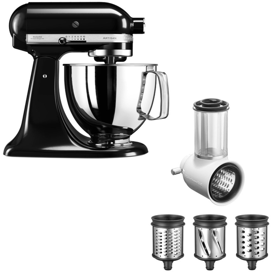KitchenAid Artisan KSM125 -yleiskone + 5KSMVSA-raastinrauta, musta
